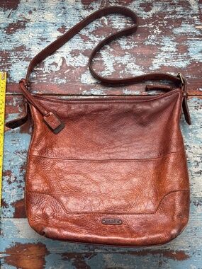 FRYE Melissa Boho Hobo Crossbody real Leather Purse Bag - Cognac
